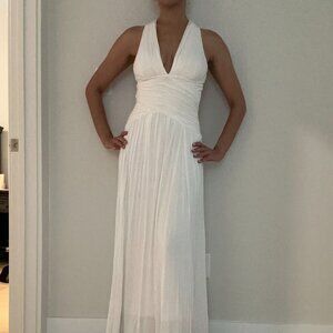 Grecian Goddess Marilyn Monroe White Maxi Dress